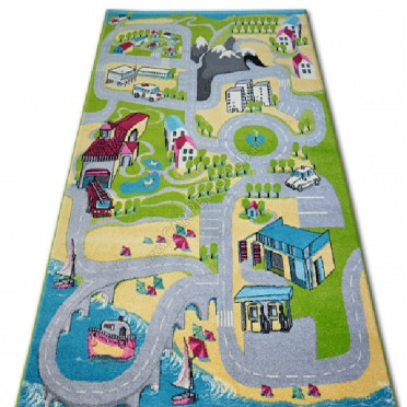 Детский ковер Agnella Funky Top Ugo green город с дорогами для машинок
