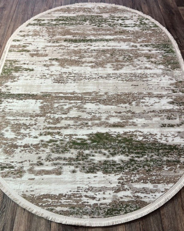 Турецкий ковер овальный Atlantik Hali Deco 10132A (Полиэстер, бежевый, зеленый)